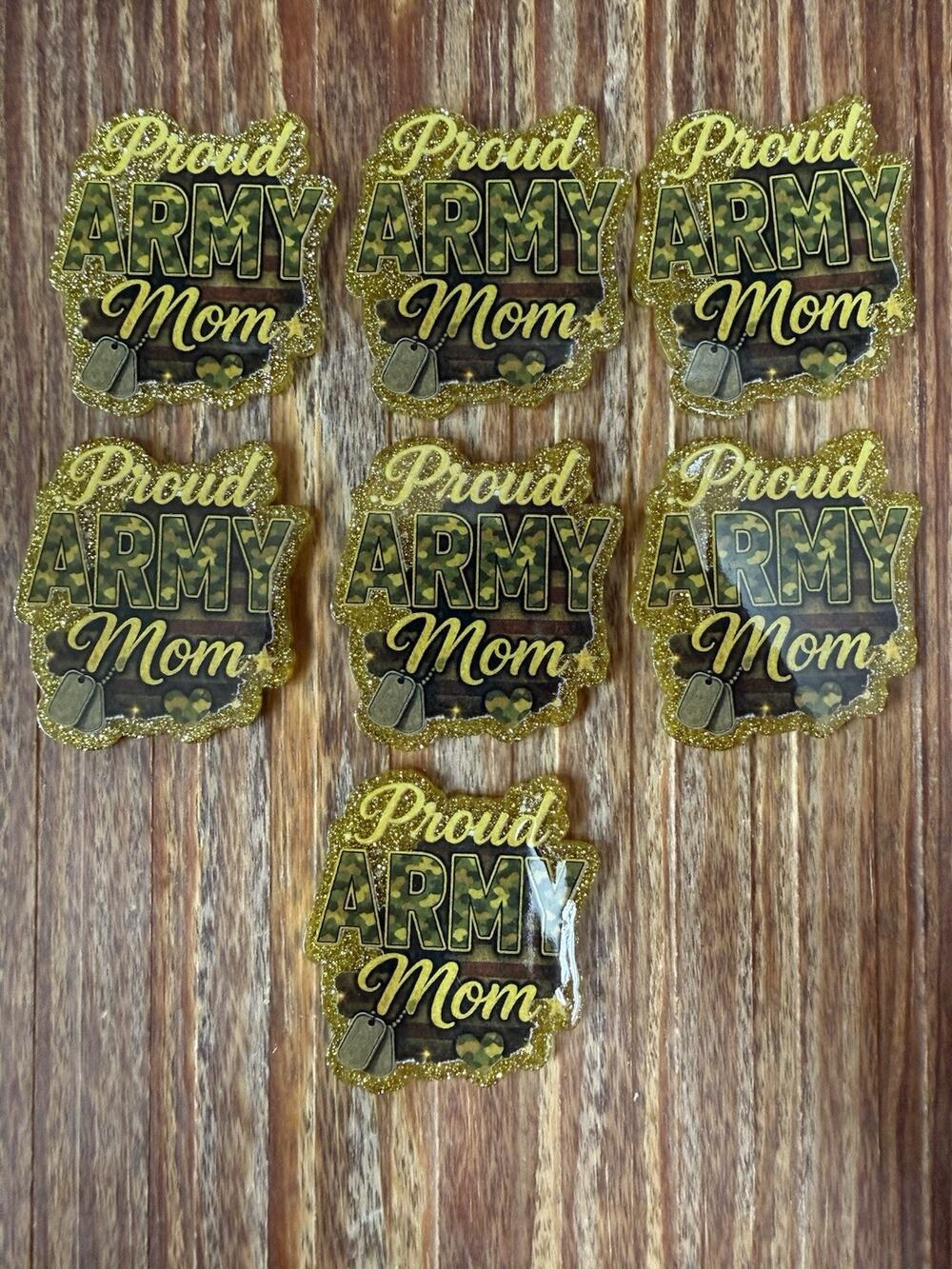 7 Pc Army Mom Acrylic Flatbacks